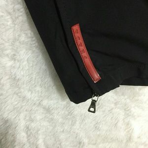 prada logo zip pants